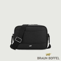 【BRAUN BUFFEL 德國小金牛】台灣總代理 湯姆 小型橫式斜背包-黑色/BF542-61-BK