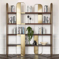Stainless Steel Bedroom Shelf Storage Cabinet Living Room Library Bookcase Closet Organizer System Wall 책장 Furniture Luxury AA