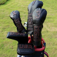 Golf Club Head Covers,Golf Headcovers Leather Golf Wood Covers for Divers Fairway Woods Hybrids(UT) with Number Tag 3 5 7 X