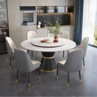 Light luxury modern simple dining table and chair combination round marble dining table restaurant furniture