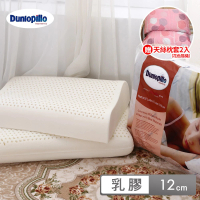 贈天絲枕套2入 英國百年品牌 Dunlopillo鄧祿普乳膠枕人體工學枕/加大平面型乳膠枕(12公分/1入)
