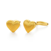 Pure 24K Yellow Gold Earrings Fashion Heart Stud Earrings Women 999 Gold Earrings