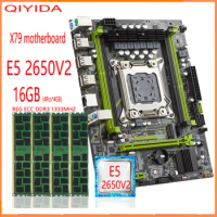 Qiyida X79 motherboard with XEON E5 2650 V2 4pcs x4Gb=16GB DDR3 1333 REG ECC RAM memory combo kit set NVME SATA Server
