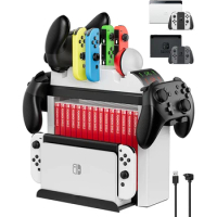 Multifunctional Charging Dock for Nintendo Switch OLED/Switch Storage for Joy Cons Pro Controller and Ball Plus Controllers