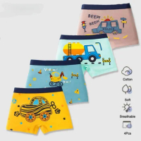 4 Pcs/Lot Children Panties Cotton Underwear For Boys 3-14 Years Breathable Kids Underpants Cars Patterns Cartoon Boy Boxer Brief
