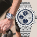 Maurice Lacroix AIKON 200米計時機械錶-43mm 銀色系藍色系 不鏽鋼表帶 自動上鍊 ML112 機芯