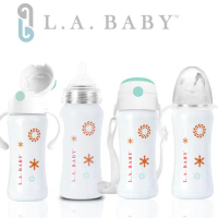 【美國L.A. Baby】316不鏽鋼保溫奶瓶學習套組9oz/270ml (珍珠白)
