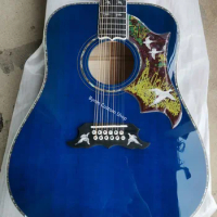 free shipping 12 string acoustic guitar AAAA 12-string custom all solid wood Doves in flight viper blue custom acoustic 12 guita
