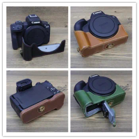 PU Leather Camera Bag Half Body Case Cover For Canon EOS R50 EOSR50 Protective Shell Fundas