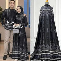 Kain Batik Etnik Satin Silk Motif Belfast lebar/tinggi150cm harga per 1meter 1 meter Hitam