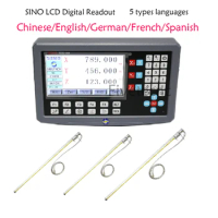EU Sino Big LCD DRO Digital Readout and Linear Scale 3pcs 120-1020mm Encoder 5Micron for Milling Lathe Grinder Cutting Machine