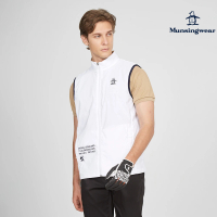 Munsingwear 企鵝牌 男款白色立領機能刺繡印花修身薄背心 MGTL6501