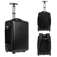 19 Inch Large Capacity Hard Shell Business Backpack Trolley Bag Travel Suitcase Rolling Luggage Multi-function Boarding Bag