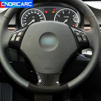 Car Steering Wheel Panel Buttons Decoration Cover Trim Carbon Fiber Color ABS For BMW 3 Series E90 2005-12 Interior Accessories