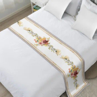 Flower Circle Hand-Painted Leaves High Quality Bed Flag Hotel Cupboard Table Runner Parlor Wedding Home Decor Bed Runner