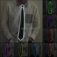 Novelty Lighting Men Neck Tie DJ Night Club Costume Decoration 10 Colors Select EL Wire Light up Tie LED Flashing Tie