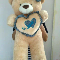 huge lovely plush teddy bear toy with blue heart and bow creative bear doll gift about 120cm