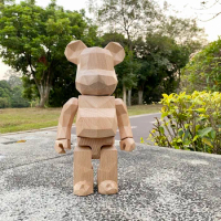 Bearbrick 400% Beech Rhombus Wood Bear 28cm Height Collectible Doll With Rotatable Joints Handmade Figure Desktop doll