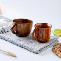 Nature Wood Water Cup Eco-friendly With Handle Anti-scald Various Styles Jujube Wood Water Mug Tea Cup Home Kitchen Bar Supply