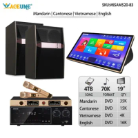 V6SAM520-83 4TB HDD 70K Chinese Cantonese English Songs 19"Touch Screen Karaoke Player And Mobile Controller Include MIC