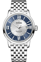 TITONI 梅花錶 天星系列 SPACE_STAR 經典機械腕錶(83538S-580)-40mm-藍銀面鋼帶【刷卡回饋 分期0利率】【APP下單22%點數回饋】