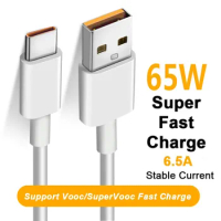 65W 6.5A USB Type C Super-Fast Charge Cable Super Vooc Dart Cord for Realme 9i 9 Pro 8 7 X7 X50 GT GT2 OPPO Find X5 X3 N Reno 7