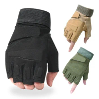 Black Half Finger Tactical Gloves SWAT Military Training Gloves Mens Outdoor Sport Shooting Airsoft Riding Driving Army Green