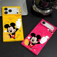 Sarung Telefon Square Mickey untuk iPhone 13 16 15 12 11 14 17 Pro Max 14 PLUS 17 Air 16 PLUS 13 PRO