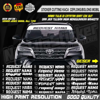 Stiker kaca mobil block tulisan bolong bisa request nama sendiri Car Toyota, Daihatsu, Suzuki, Honda