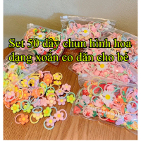 Set 50 Dây Thun Buộc Tóc Trẻ Em Hình Bông Hoa Dễ Thương – Phụ Kiện Buộc Tóc Cho Bé Gái, Dây Buộc Tóc