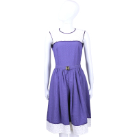 CLASS roberto cavalli 紫白色洞洞蕾絲拼接無袖洋裝(附腰帶)