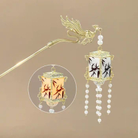 Women Luminous Lantern Hairpin Exquisite Chinese Style LED Lights Hair Sticks Ladies Elegant Headwear Hanfu Clothes Accessories