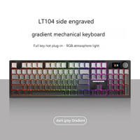 New Lt104 Wireless Mechanical Keyboard Gradient Bluetooth Wired 3-Mode 104key Rgb Backlight Hot Swappable Office Gaming Keyboard