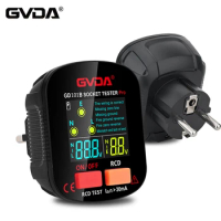 GVDA Digital Socket Tester Outlet Checker Ground Zero Line Polarity Phase Check Electric Circuit Breaker Finder EU Plug