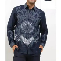 Krisna Batik Derek Navy Kemeja Pria Shirt Katun Premium L