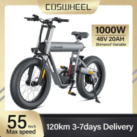 Electric Bike 1000W Motorcycle 55km/hSpeed Mountain bieks 20Inch Fat tire 48V 20AH Battery Drit Bike Outdoor E bike