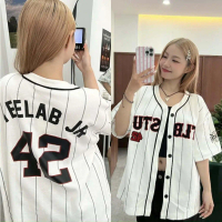 Unsixe Short Sleeve NO.42 Oversized Pattern Baseball Shirt, American Retro Sports Baseball Jersey, S