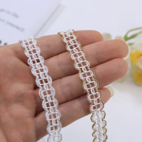5Meters 12mm White Gold Silver Thread Centipede Braided Lace Ribbon Trim Curve Fabric for Wedding Craft DIY Sewing Accessories