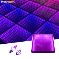 25Pcs/lot Infinity Mirror 3D LED Dance Floor 8X8ft Stage Lighting Floor Tempered Glass Load 500KG for Nightclub Show Events