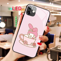Melody Luminous Tempered Glass phone case For Apple iphone 12 11 Pro Max XS mini Acoustic Control Protect LED Backlight cover