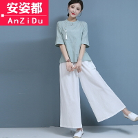 茶樓中醫養生館工作服禪意茶服采耳師茶藝師服裝女漢服中國風套裝