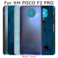 New For Xiaomi Poco F2 Pro Battery Cover Back Glass Panel Rear Housing Door Case Poco F2pro Battery Cover With Camera Lens Frame