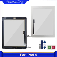 Touch Screen For iPad 4 4th Gen A1458 A1459 A1460 9.7" Outer TouchScreen Digitizer Front Glass Panel Replacement + Key Button