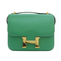 【二手名牌BRAND OFF】HERMES 愛馬仕 絲絨綠 Espom牛皮 Constance Mini 康康包 兩用包 金扣 D刻