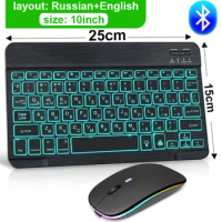 RGB Bluetooth Keyboard Wireless Keyboard Bluetooth Mini Spanish Russian Keyboard RGB Backlit Rechargeable For ipad Phone Tablet