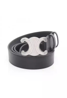 Celine Pre-Loved Celine Triomphe belt leather black