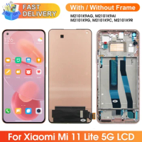 6.55" Screen for Xiaomi Mi 11 Lite 5G M2101K9G M2101K9C LCD Display Digital Touch Screen with Frame for Mi 11 Lite Replacement