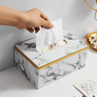 歐式創意輕奢紙巾盒擺件家用客廳餐桌家居桌面簡約大理石紋抽紙盒