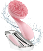 2 in 1 Facial Cleansing BrushRotating Magnetic Beads & Massage Cleaning Silicone Face Scrubber，Water