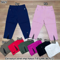 Celana 7/8 Katun Stretch Halus Import List Kombinasi Kaki LP 70-100 PJ 70 Pinggang Karet Wanita